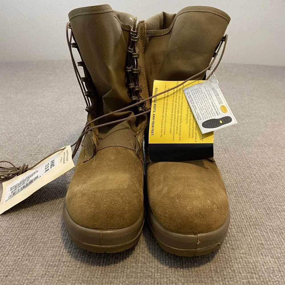 Belleville Combat Boots Mens Size 13.5 R Brown Suede Army Hot Weather Vibram NWT